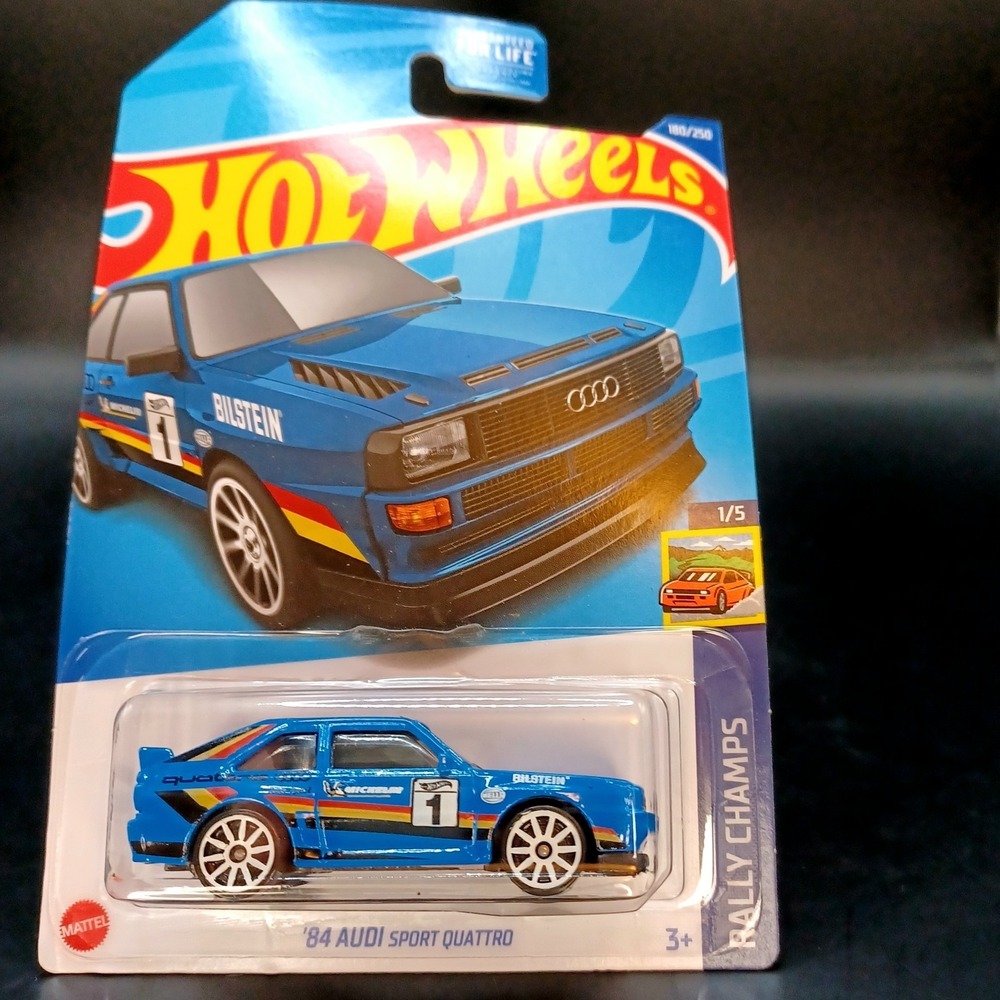 Hot Wheels Car 84 Audi Sport Quattro Blue Rally Champs 180/250